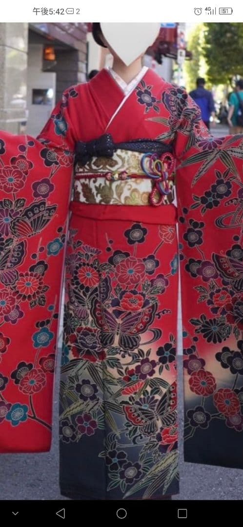 成人式振袖フルセット正絹　型染め　成人式　卒業式