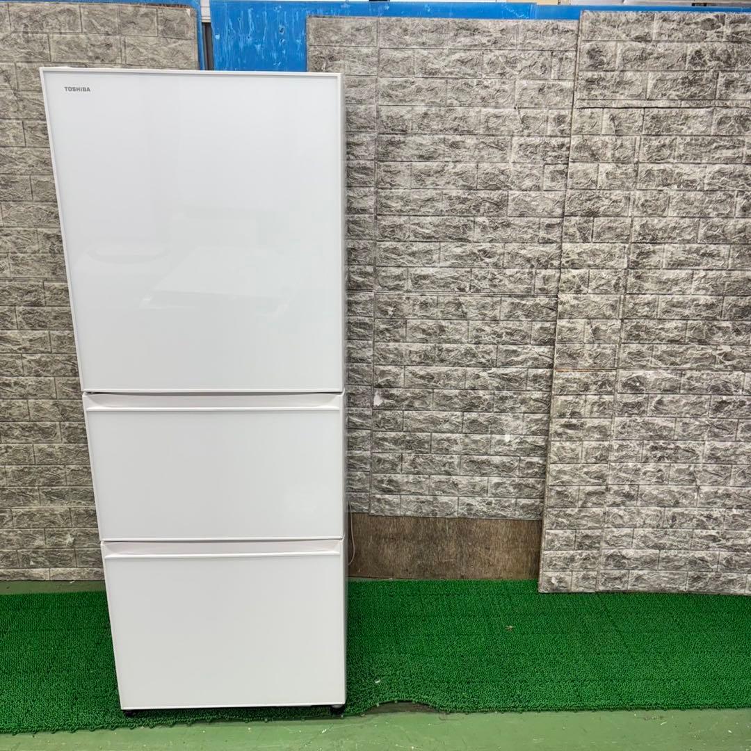 442 ガラスパネル　冷蔵庫　大型　左開き　300L強　自動製氷機　美品　保証込