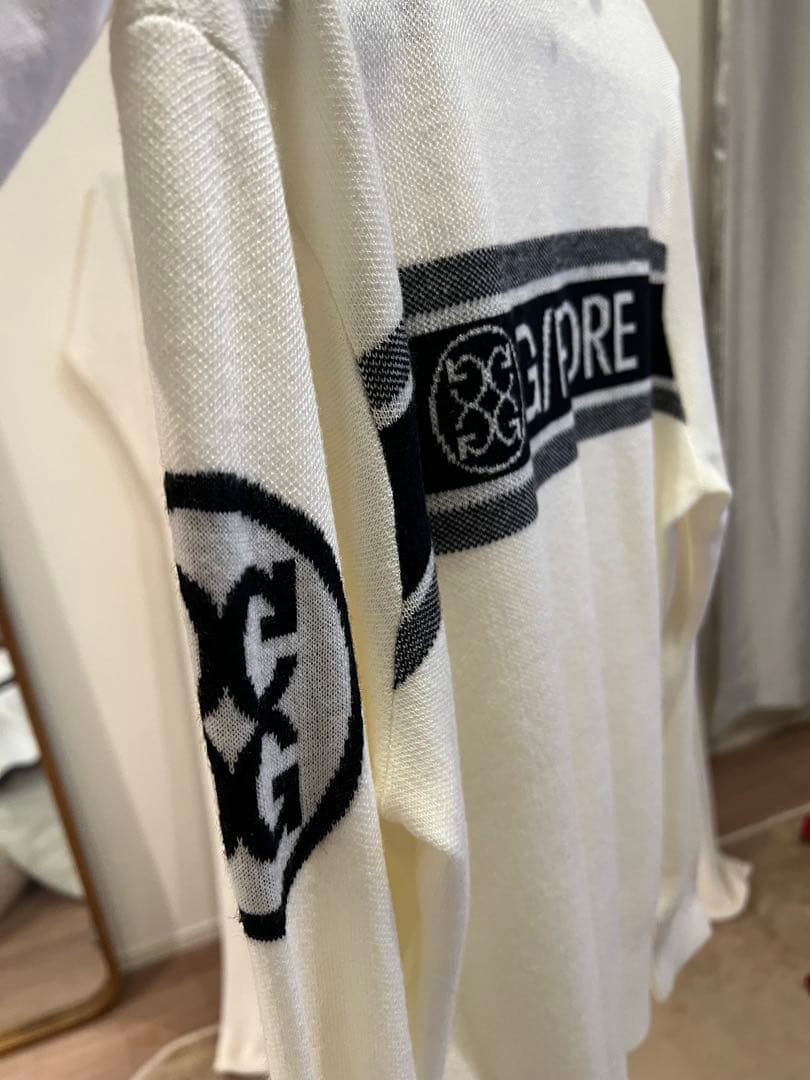 G/FORE フード付きセーター ホワイト・ネイビー