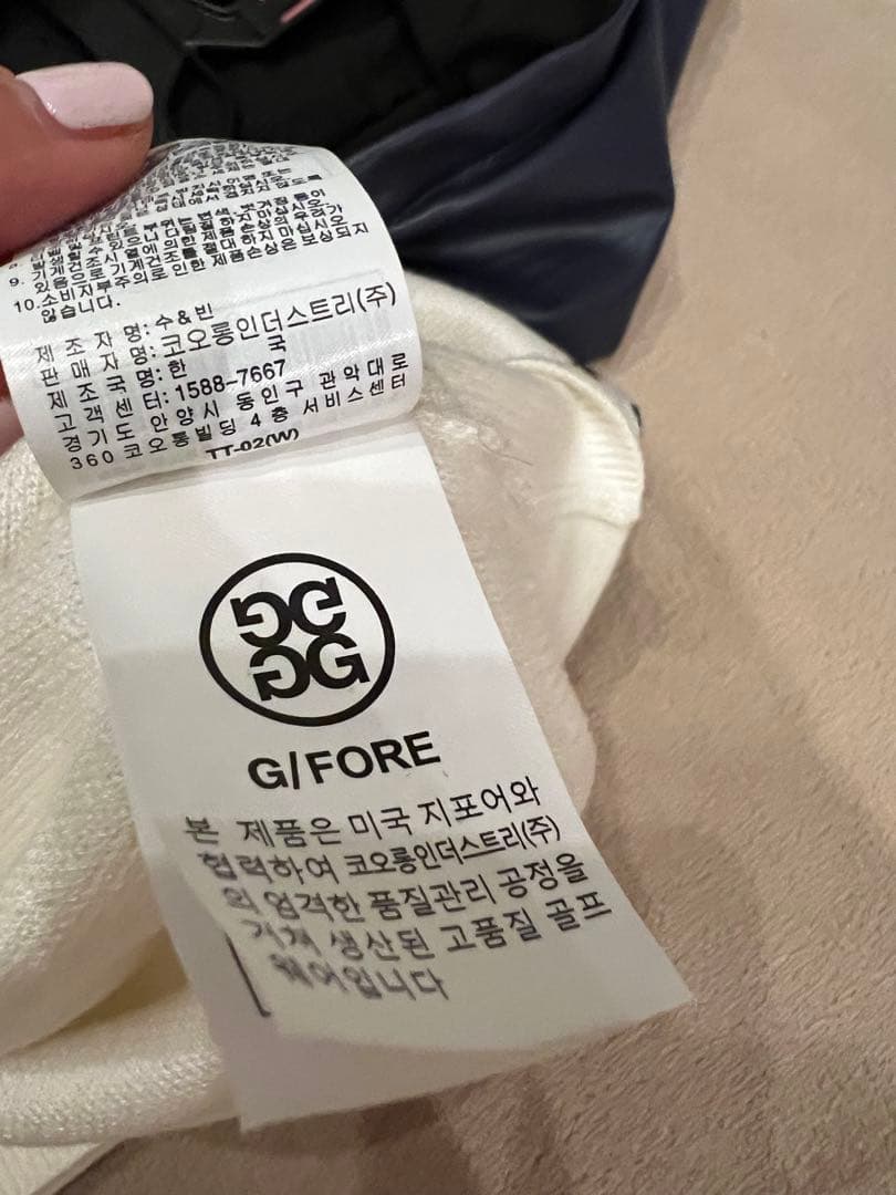 G/FORE フード付きセーター ホワイト・ネイビー