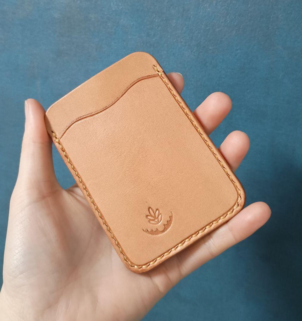 栃木レザーカードケース ヌメ革パスケース 本革 ハンドメイド手縫い