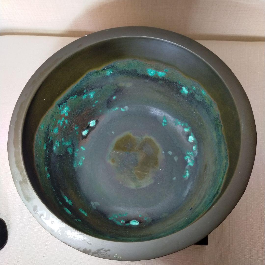 砂張銅　 総菊紋　花柄彫刻 　瓶掛 　茶道具　3本脚付き　福島房秀作　　美品