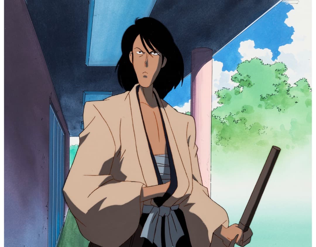 ルパン三世 五ェ門 セル画（制作背景・作画付き、1990年代頃 2点）