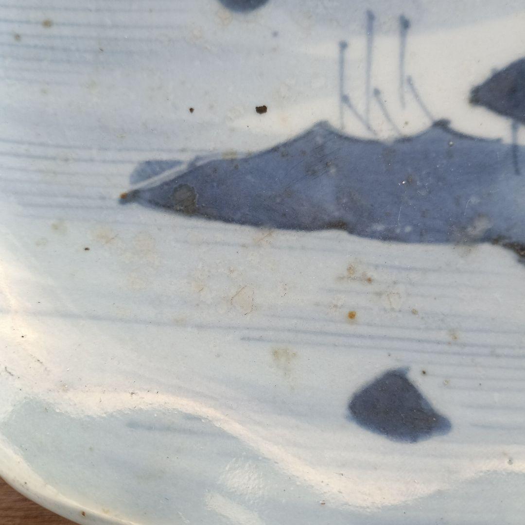 4075)古伊万里　染付皿　1枚　20cm