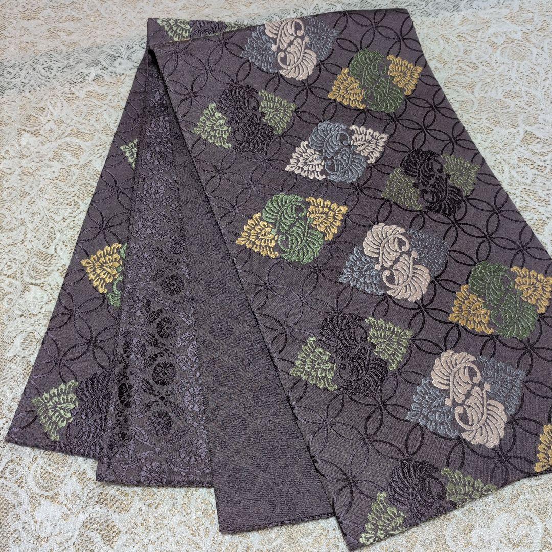 【新品未使用】袋帯　六通柄　平安王朝襲色目　花菱七宝繋　紫