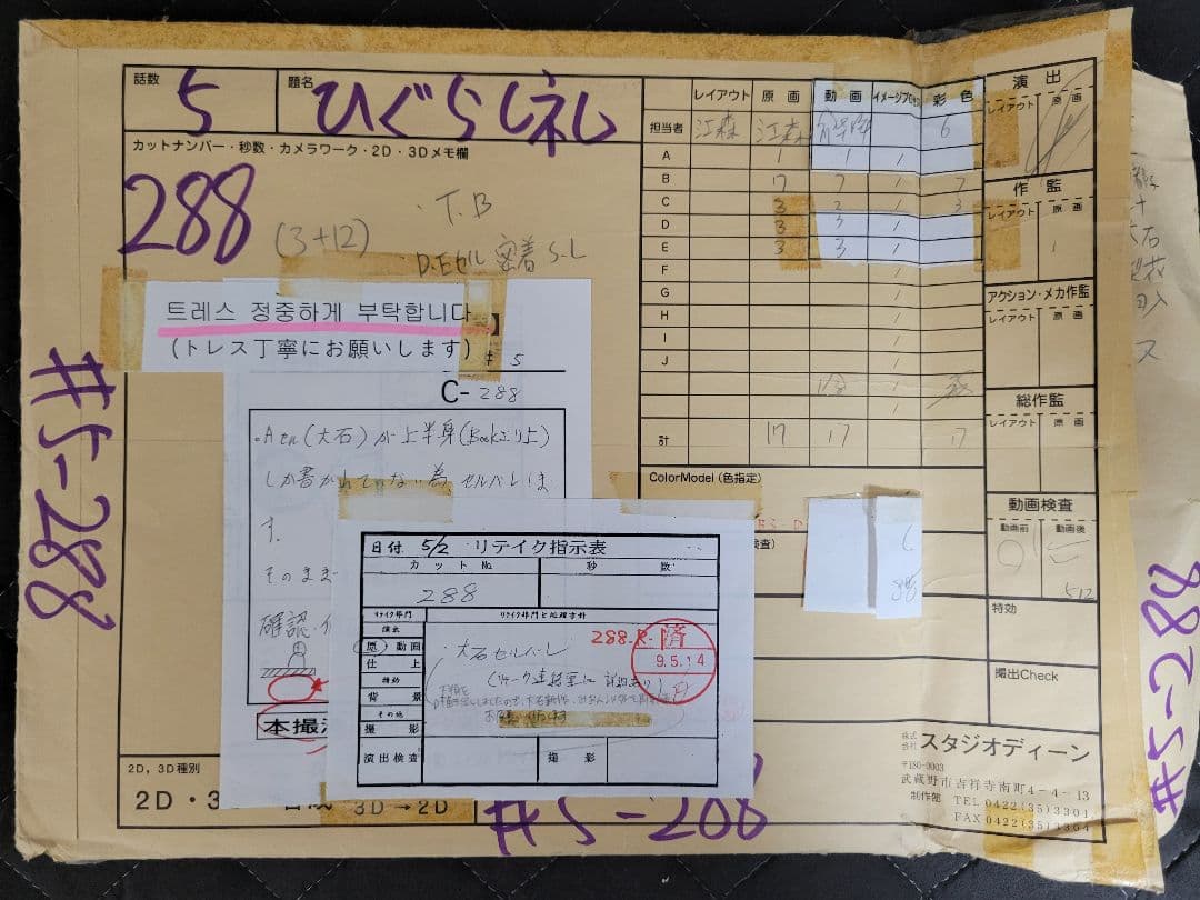 ひぐらしのなく頃に　園崎魅音 原画　ラフ等　複数枚セット