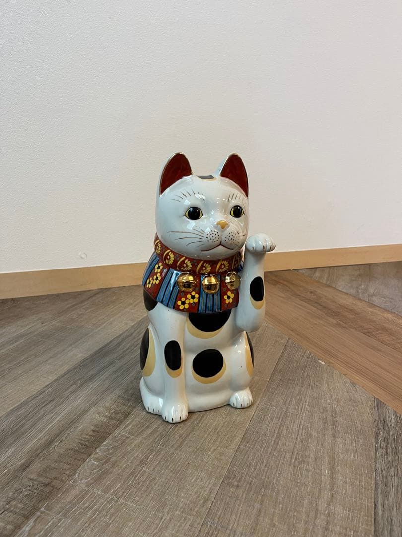 置物　招き猫　33センチ　共箱　商売繫盛　千客萬来　ご利益　縁起物　美品　ねこ