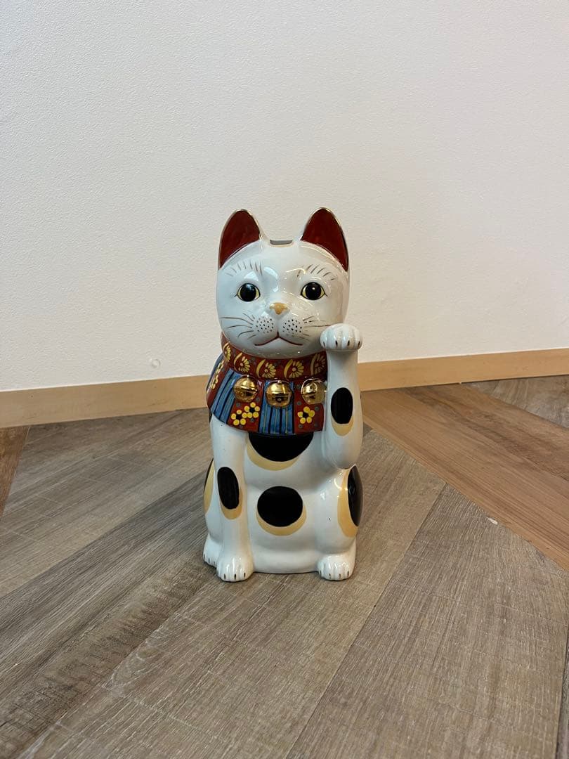 置物　招き猫　33センチ　共箱　商売繫盛　千客萬来　ご利益　縁起物　美品　ねこ