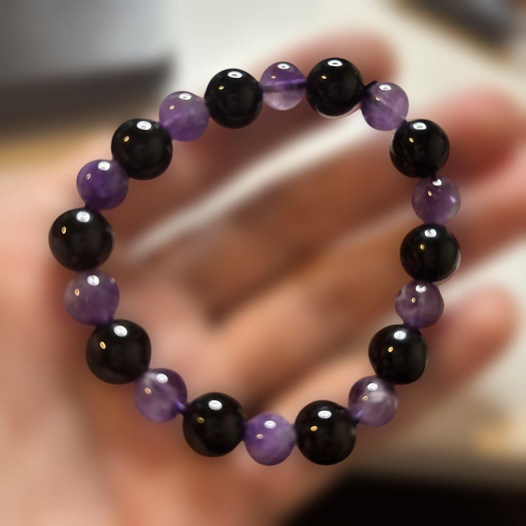 モリオンとアメジストのブレスレットたん！浄化の組み合わせ！