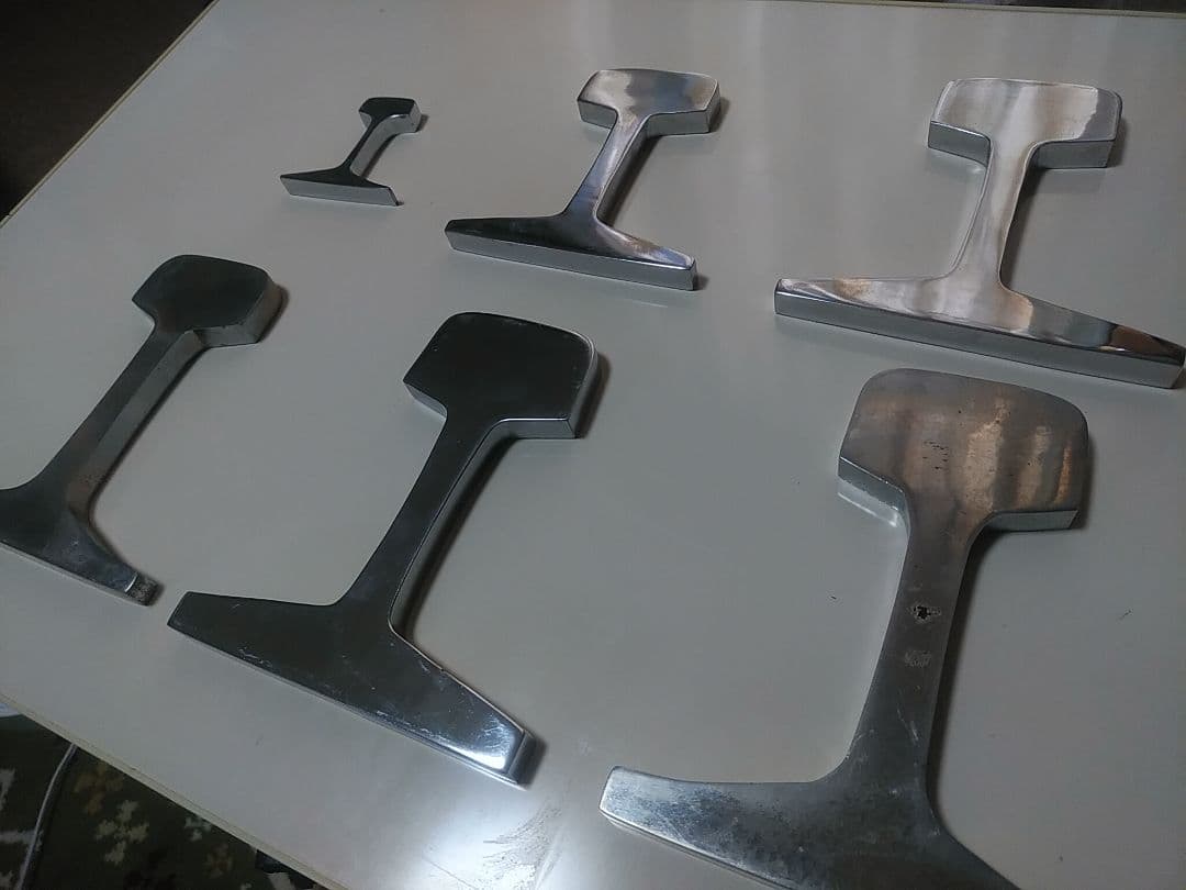 鉄道カットレールメッキ文鎮　6個セット