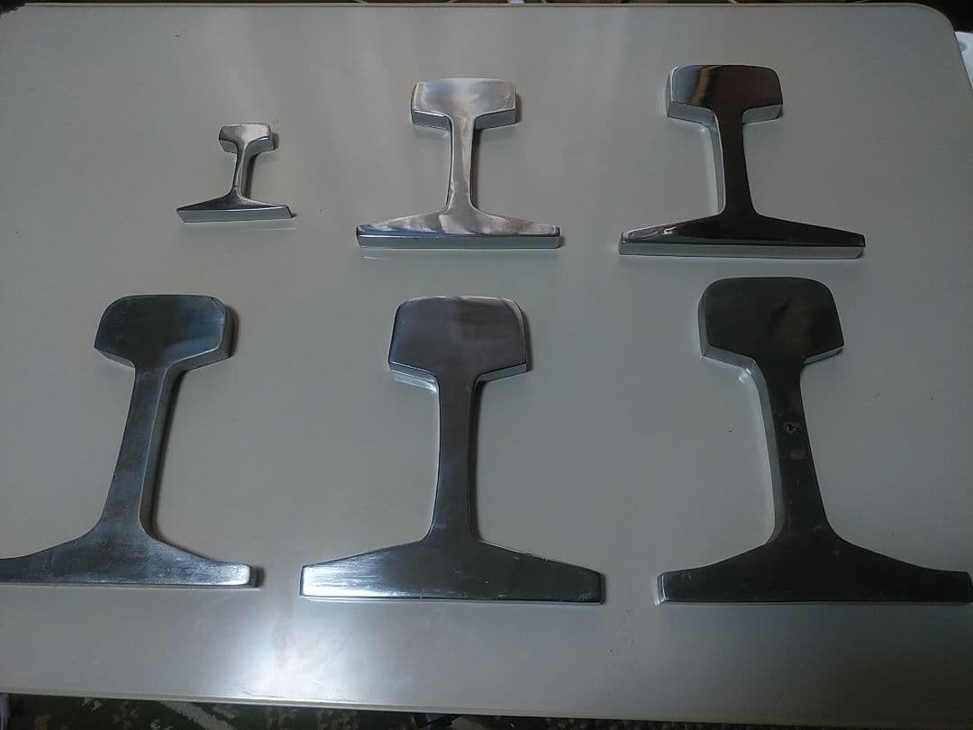 鉄道カットレールメッキ文鎮　6個セット