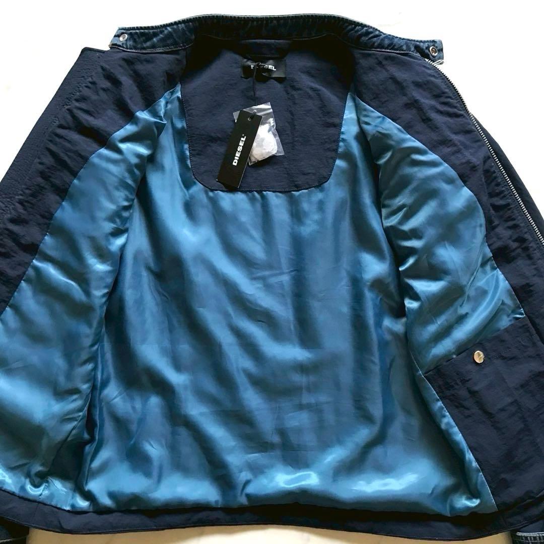 新品タグ付き/XL相当✨ディーゼル ライダース デニム切り替え 裏地ブルー 現行