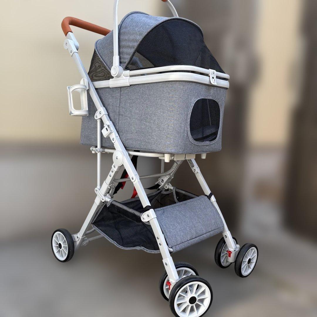 犬用ペットカート グレー 折りたたみ式