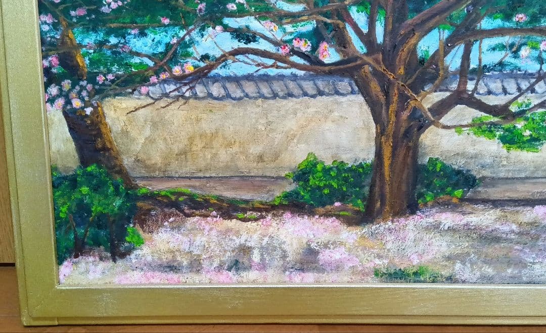 油絵 風景画 さざんか(山茶花) P10【12月】