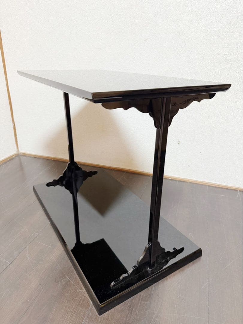 ほぼ未使用 茶道具 宗芳造 輪島塗 木製黒真塗 及台子 組み立式 共布 共箱