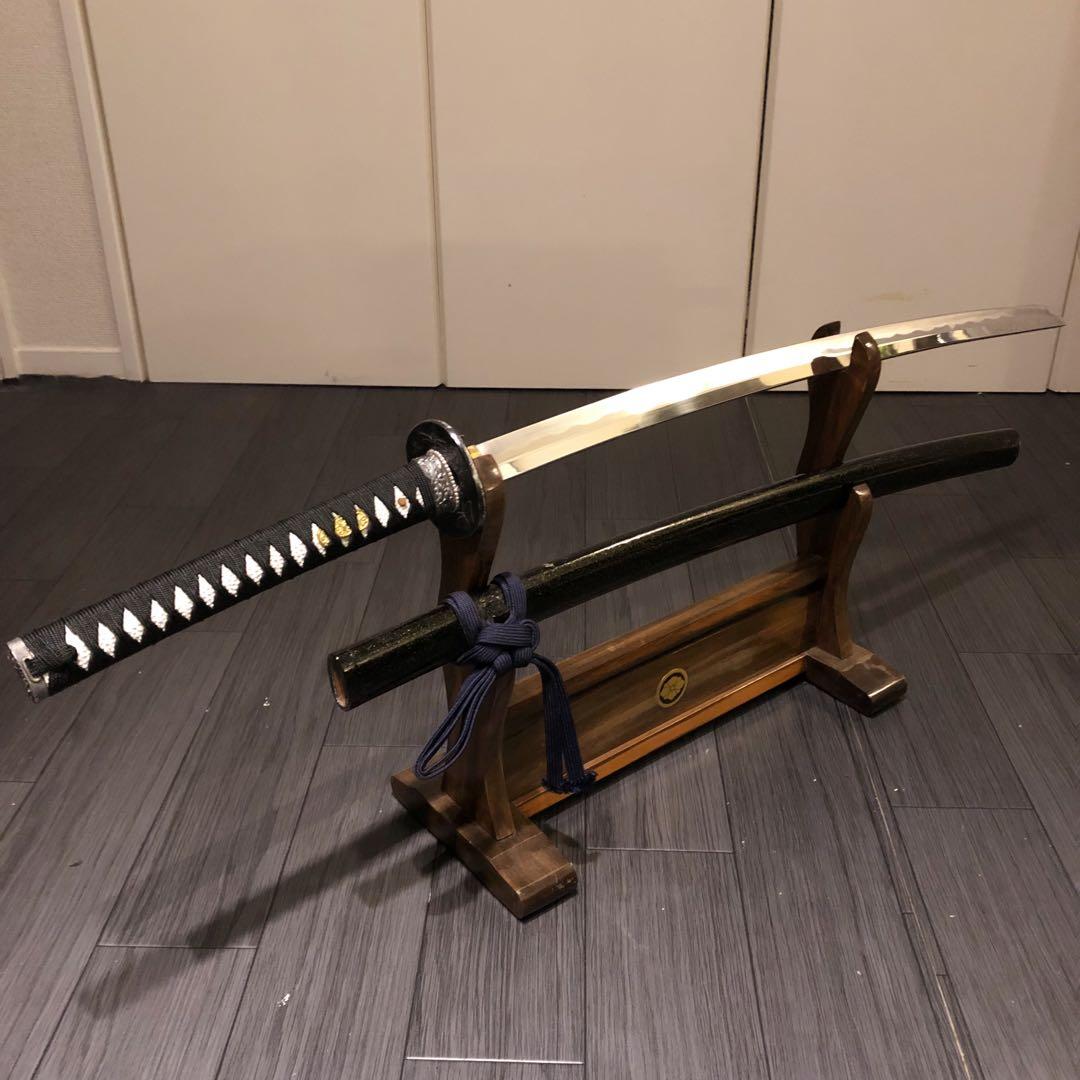 高級模造刀　居合刀　黒拵え　亜合金刀身　優乱刃紋