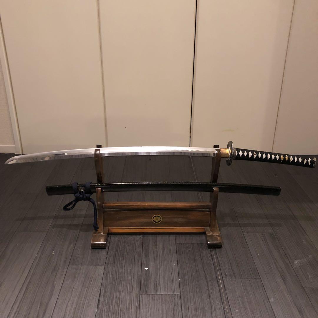 高級模造刀　居合刀　黒拵え　亜合金刀身　優乱刃紋