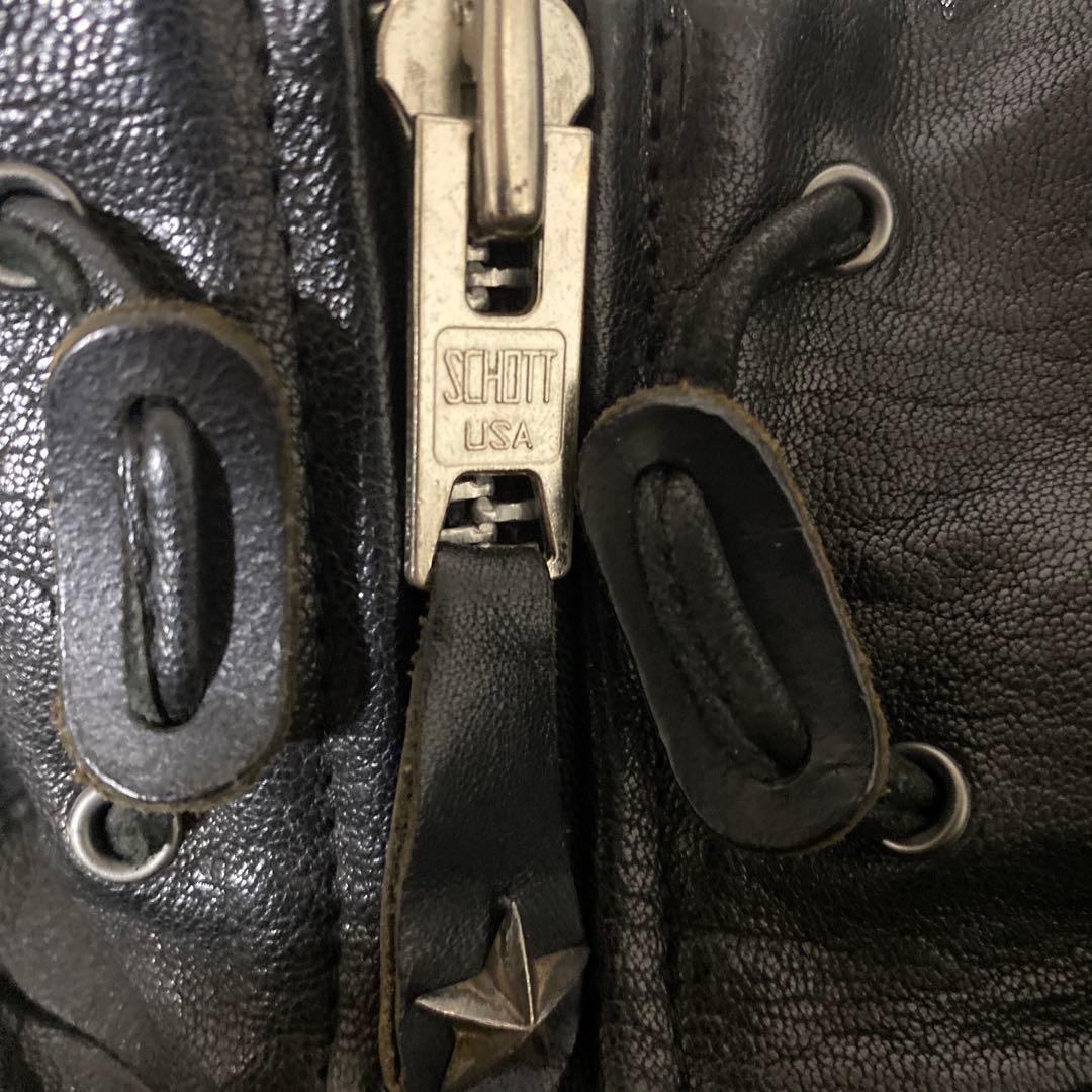 1 Schott フード付きライダース　シープスキン