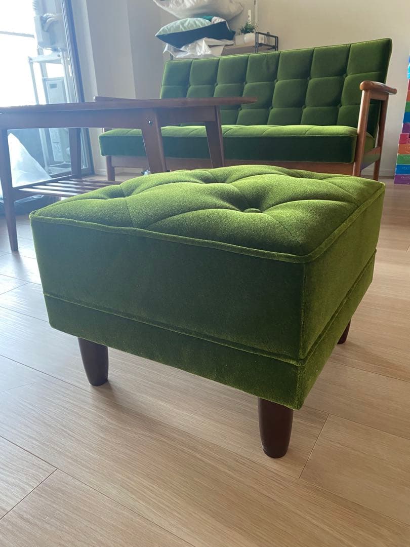 美品 値下げ【カリモク60】オットマン X36206 モケットグリーン
