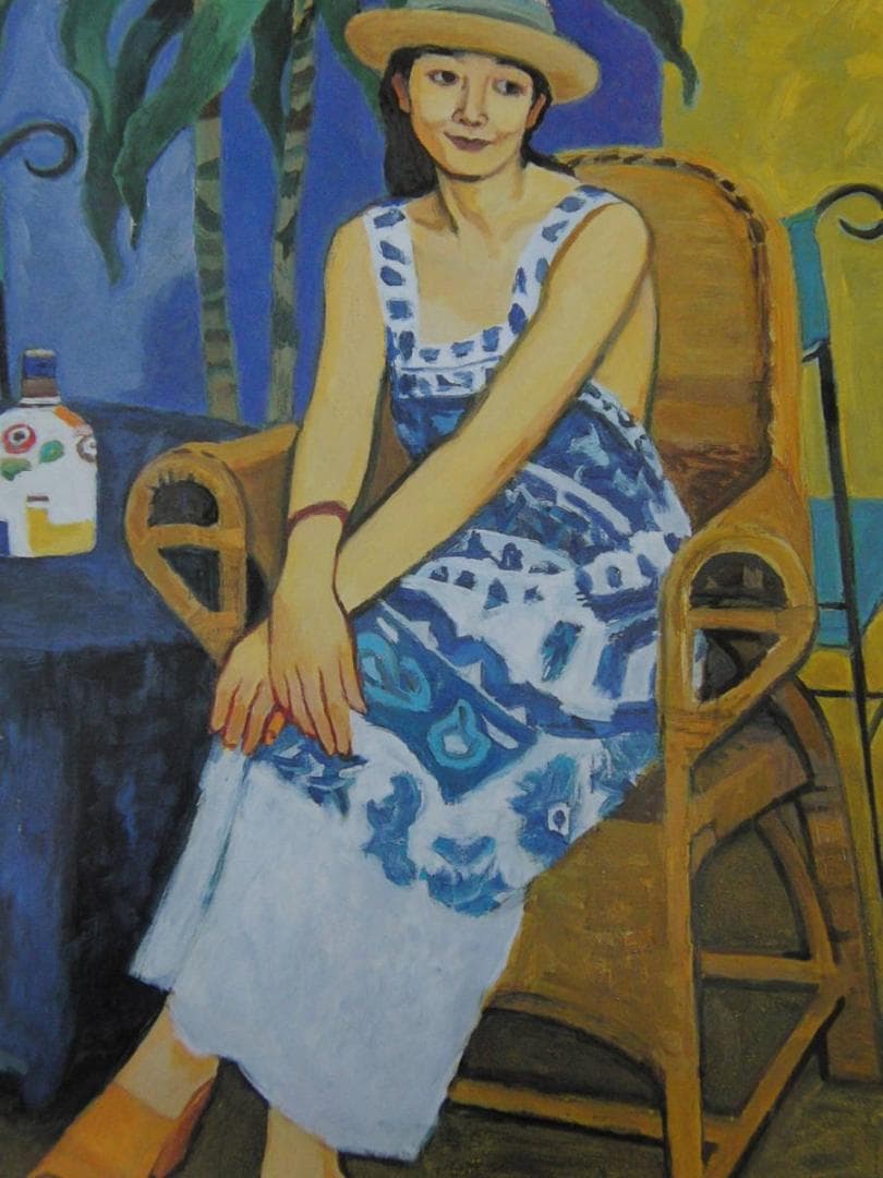 佐藤昌祐、【初夏婦人】、希少な額装用画集より、新品額装付