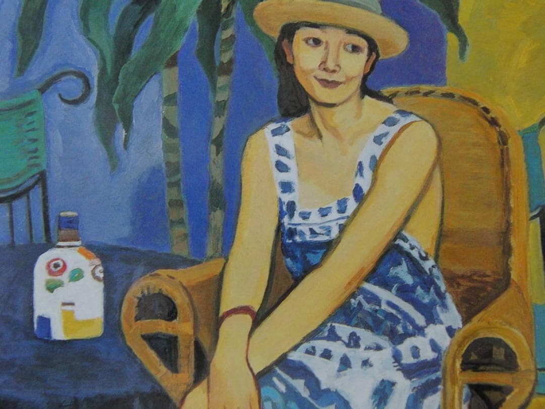 佐藤昌祐、【初夏婦人】、希少な額装用画集より、新品額装付