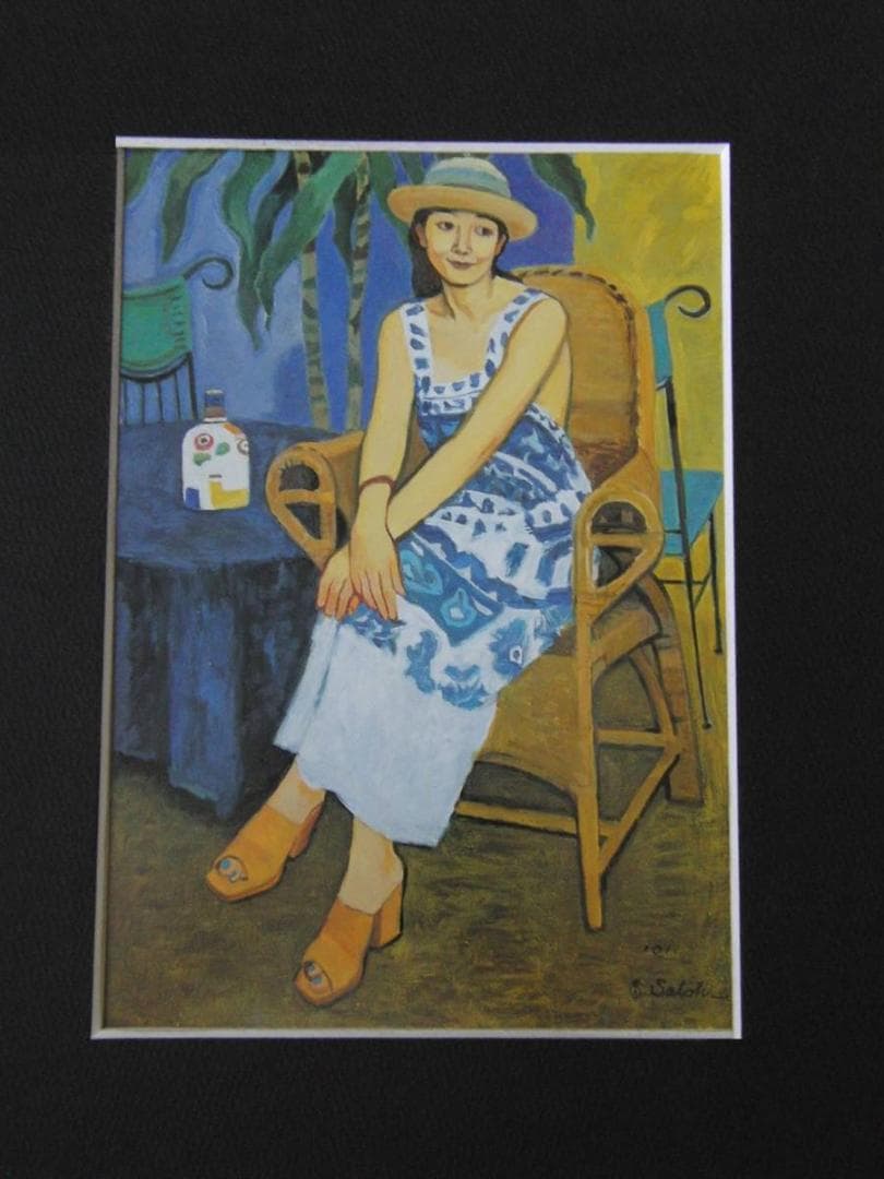 佐藤昌祐、【初夏婦人】、希少な額装用画集より、新品額装付