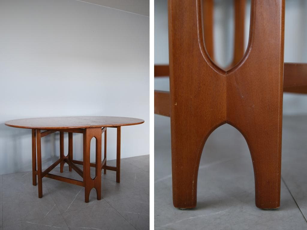 英国アンティーク木製ゲートレッグテーブル/ダイニング机/バタフライ(92-221