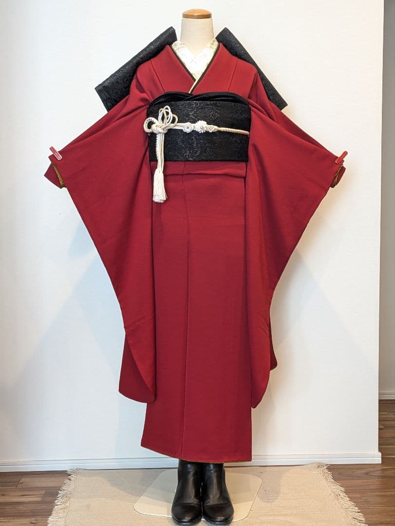 振袖フルセット 身丈157裄62 色無地 赤 蘇芳色 逸品 成人式