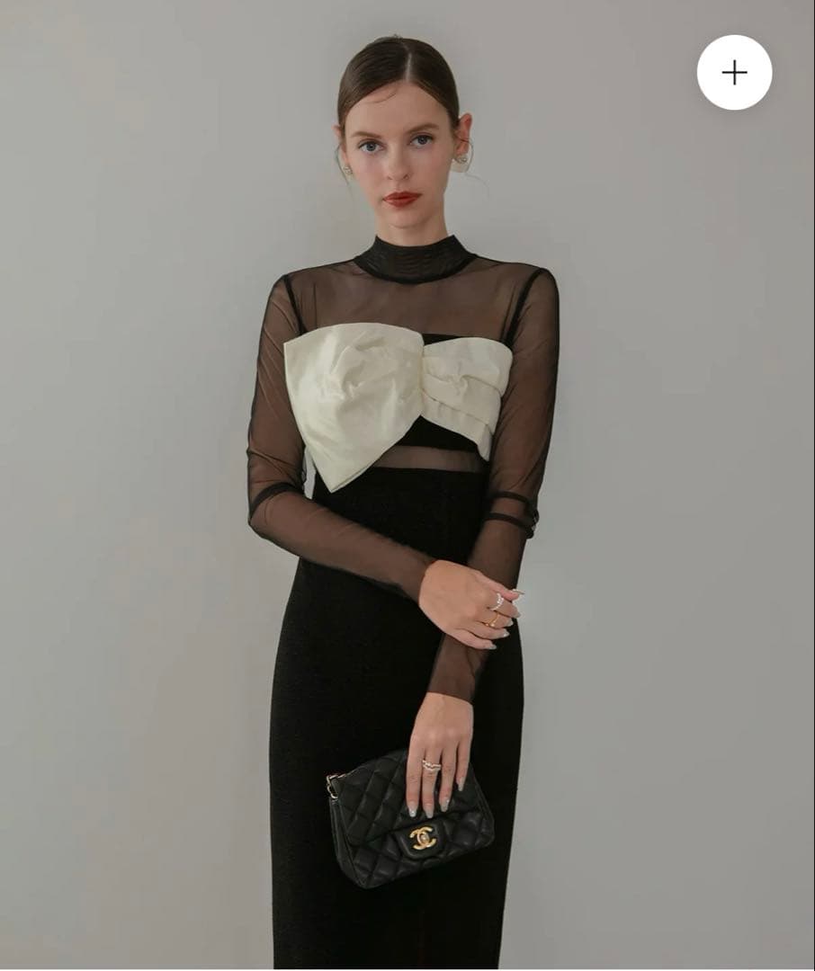 【LEJA LUXE】フロントツイストデザインシアースリットIラインドレス