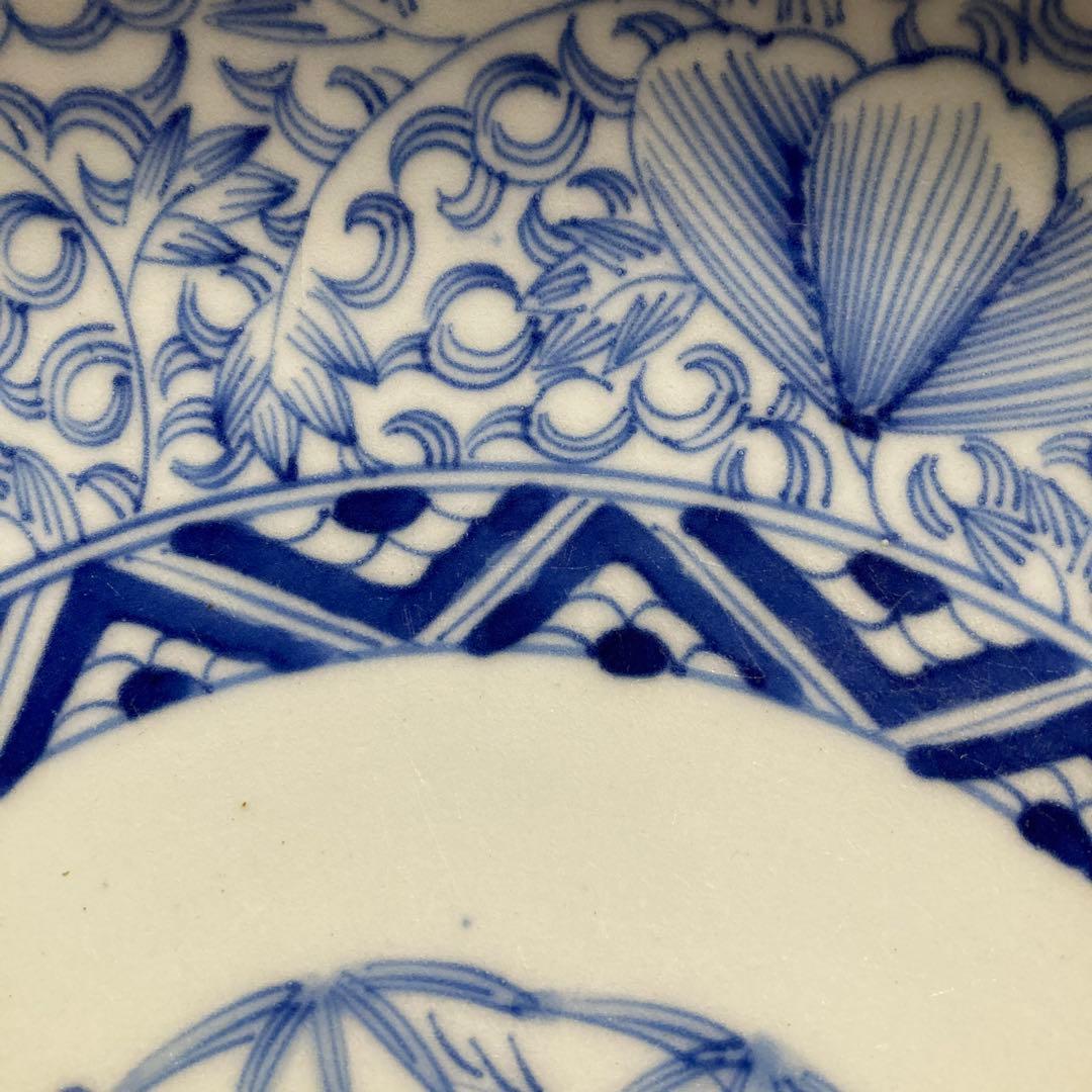 古陶磁　佐賀　古伊万里　白磁花唐草　約9寸皿　（美品）