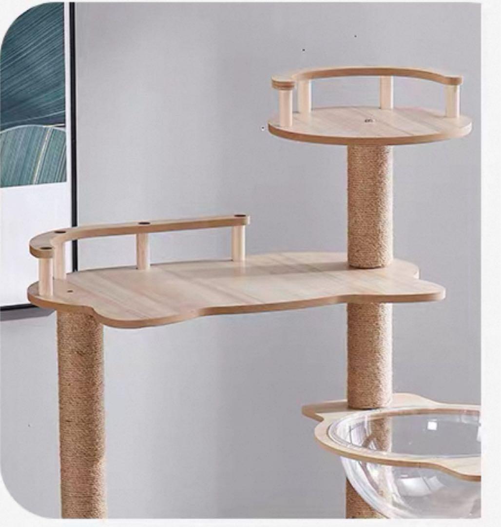 キャットタワー 木製 高さ170cm 宇宙船カプセル 大型猫 据え置き型