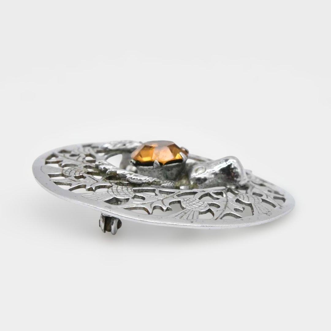 スコットランドのブローチ　鹿、アザミの透かし模様 MIZPAH社　s1702