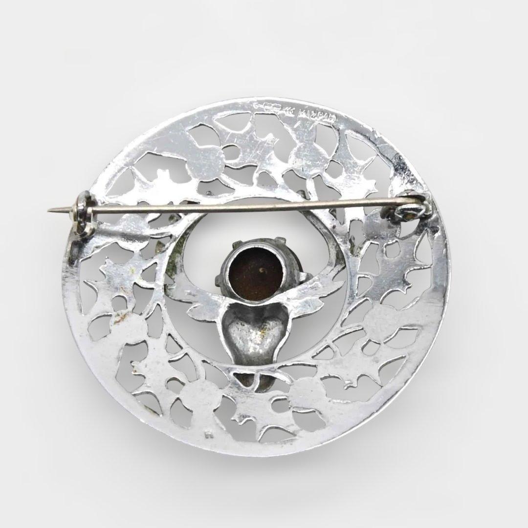 スコットランドのブローチ　鹿、アザミの透かし模様 MIZPAH社　s1702