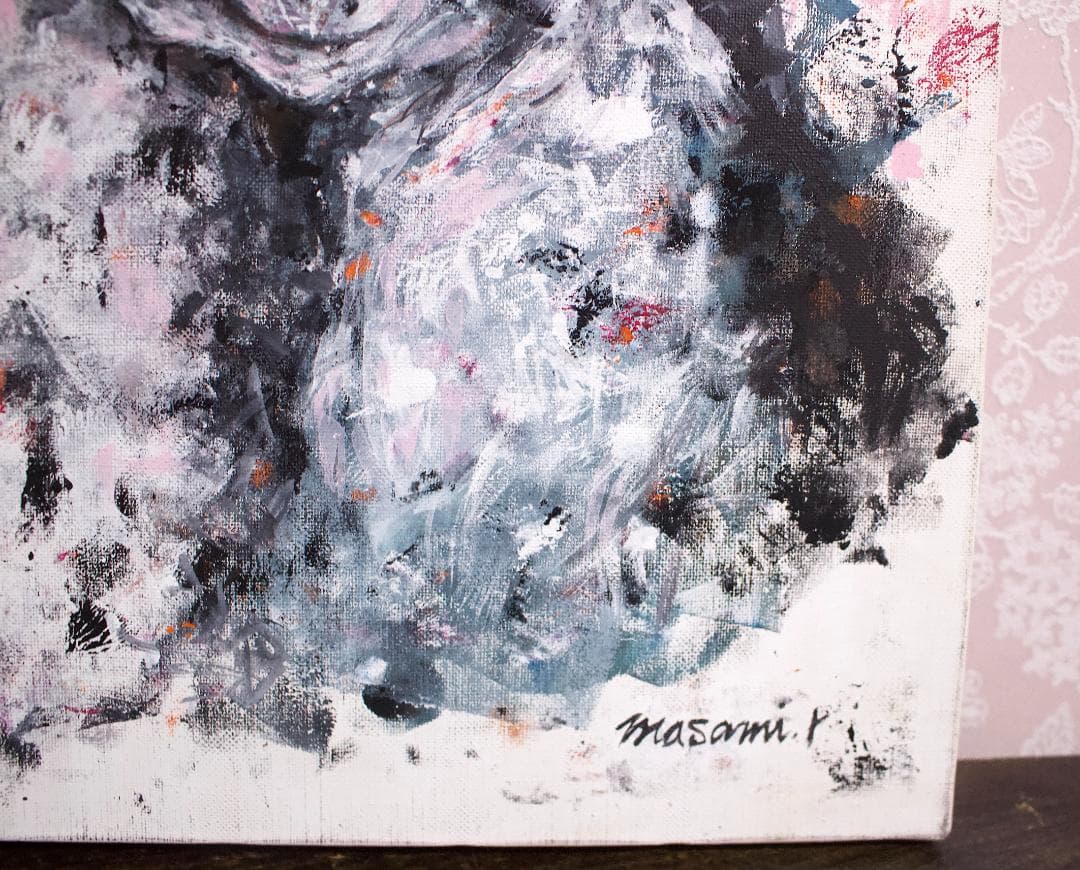 「フレンチブルドック、片パイド」F8 キャンバス 原画 アクリル画 額なし