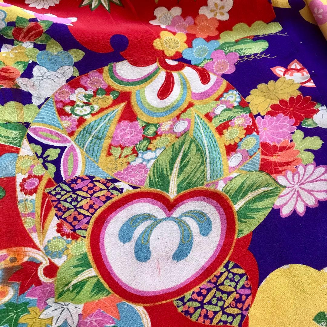 正絹 アンティーク着物 女の子 七五三 ◇雪輪 まり 橘 古典柄