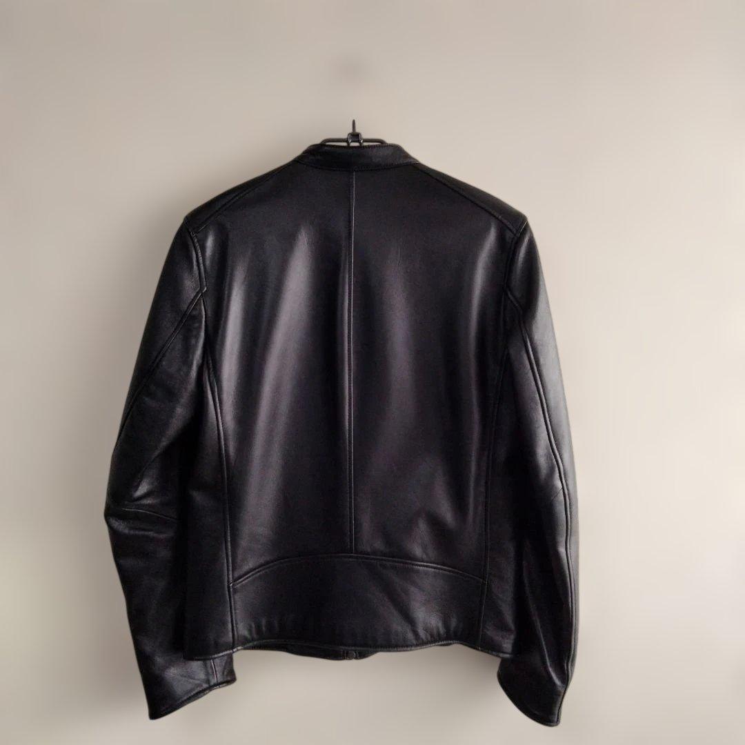 【ナノ・ユニバース】シングルライダースレザージャケット Lサイズ ブラック