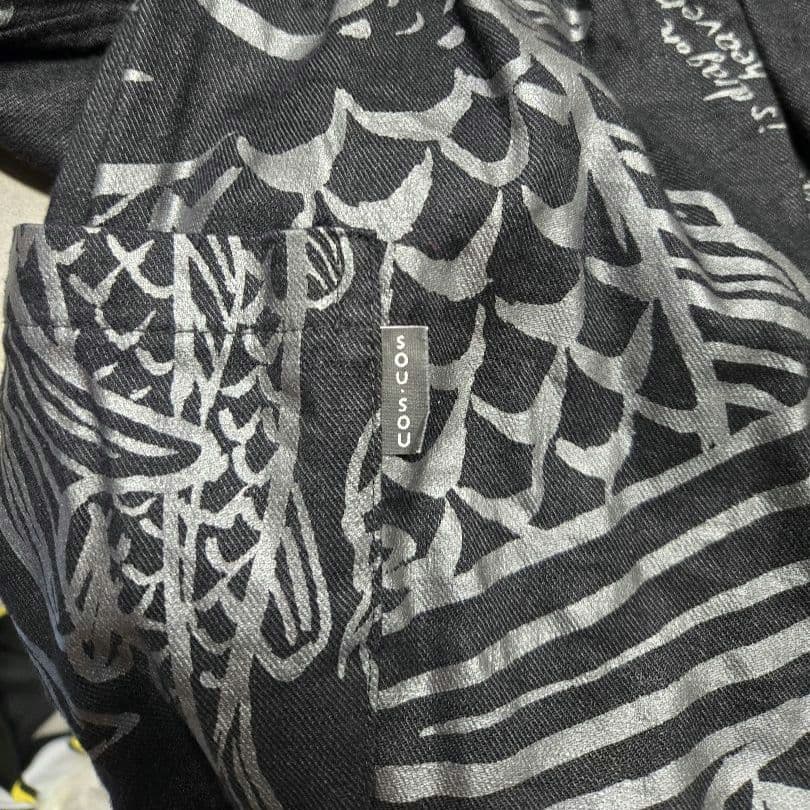 レア！SOUSOU ソウソウ 裁付えんゆう穿き 鯉 総柄 ブラック 和柄