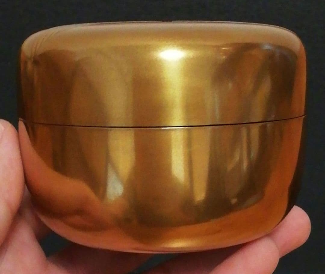 一光作　金地　鶴　平蒔絵　棗　共箱　仕服付　茶道具