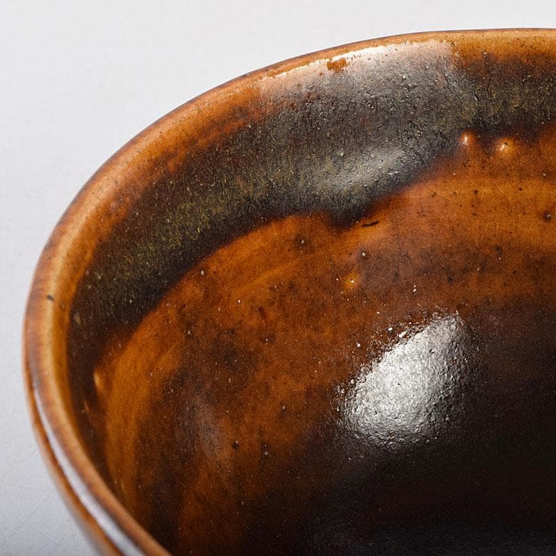 茶道具　河井寛次郎作　鉄薬碗　茶碗　仕覆付　共布共箱　M　R9197