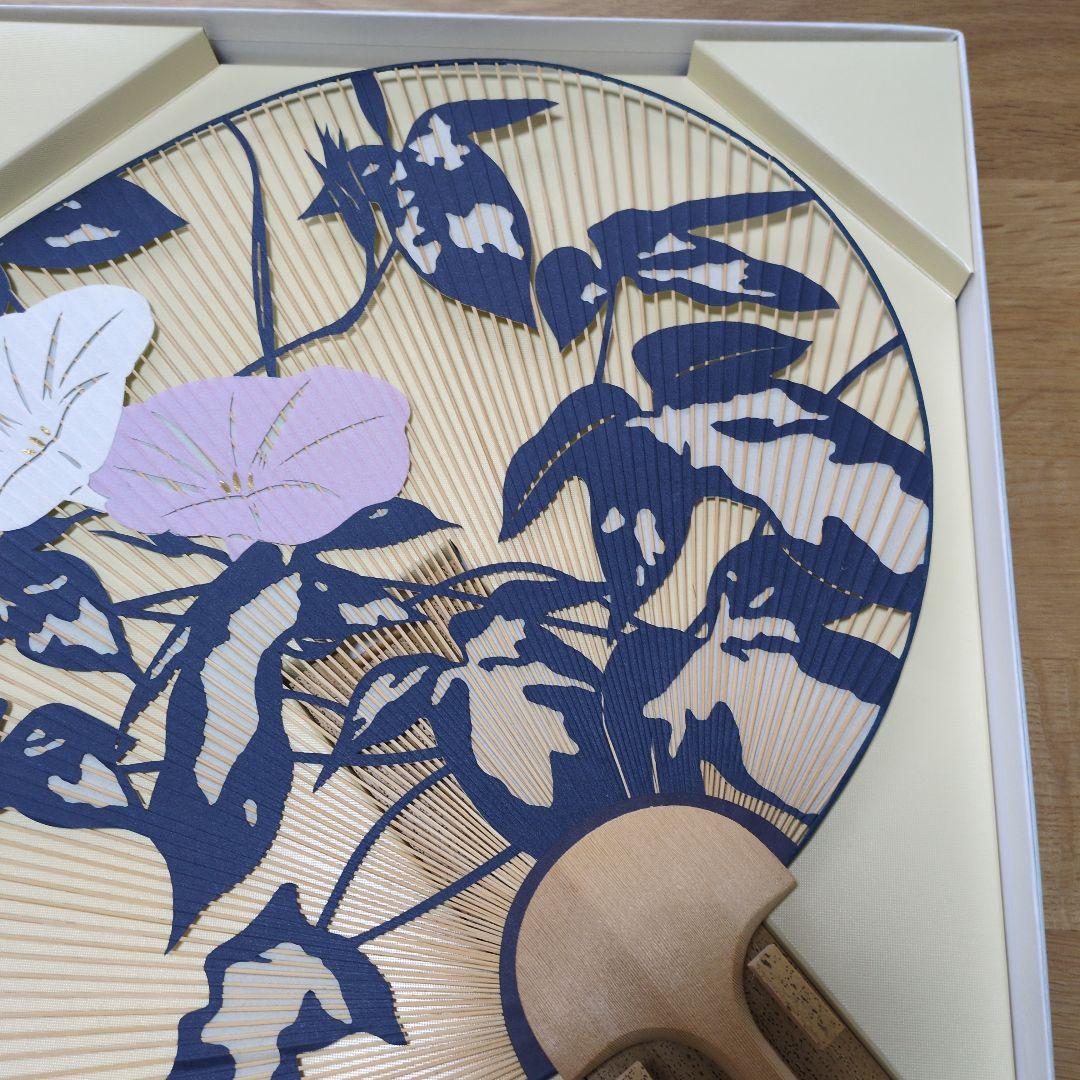 京うちわ　伝統工芸品　両面透かし朝顔柄・夏飾り　阿以波