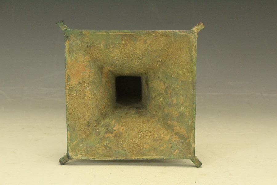 中国美術 青銅 饕餮紋 四方 尊瓶(HA508)