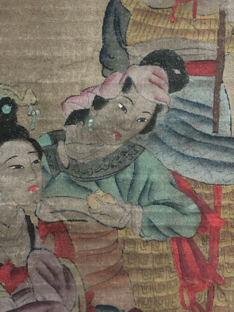 旧蔵　時代物　名家　瀋周 人物絵　肉筆画・絹布絵　掛け軸