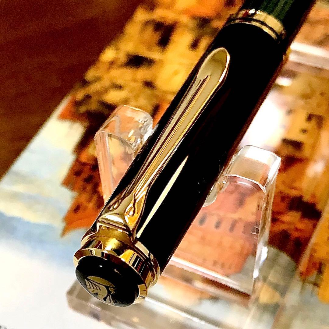 ☆ほぼ新品☆素晴らしいペリカン万年筆M600グリーン縞（Ｆ)☆書き味抜群