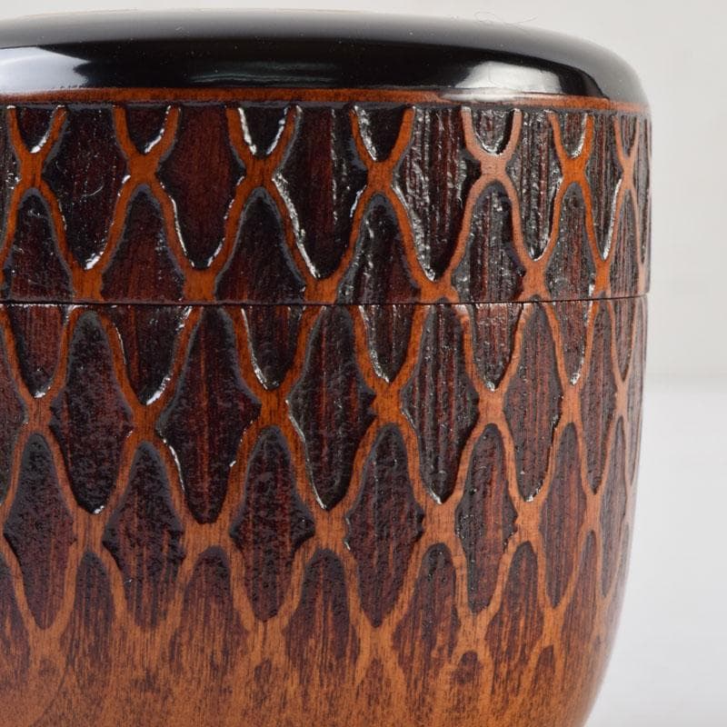 茶道具　加賀蒔絵師　和田寿峰作　立雛蒔絵　甲黒網目中棗　共箱　V　8993