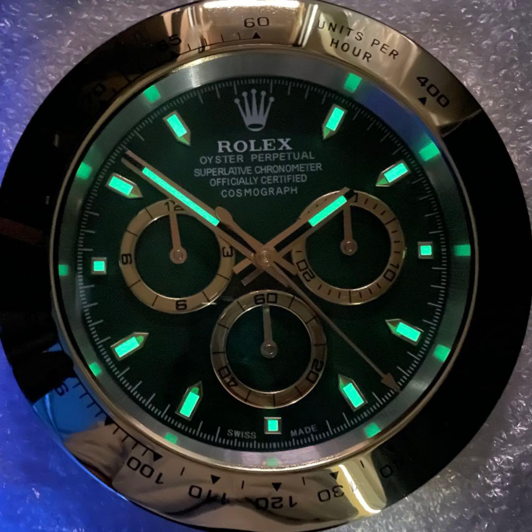 海外販促品 新品 ROLEX掛け時計 デイトナ ⭐︎ゴールド／グリーン⭐︎