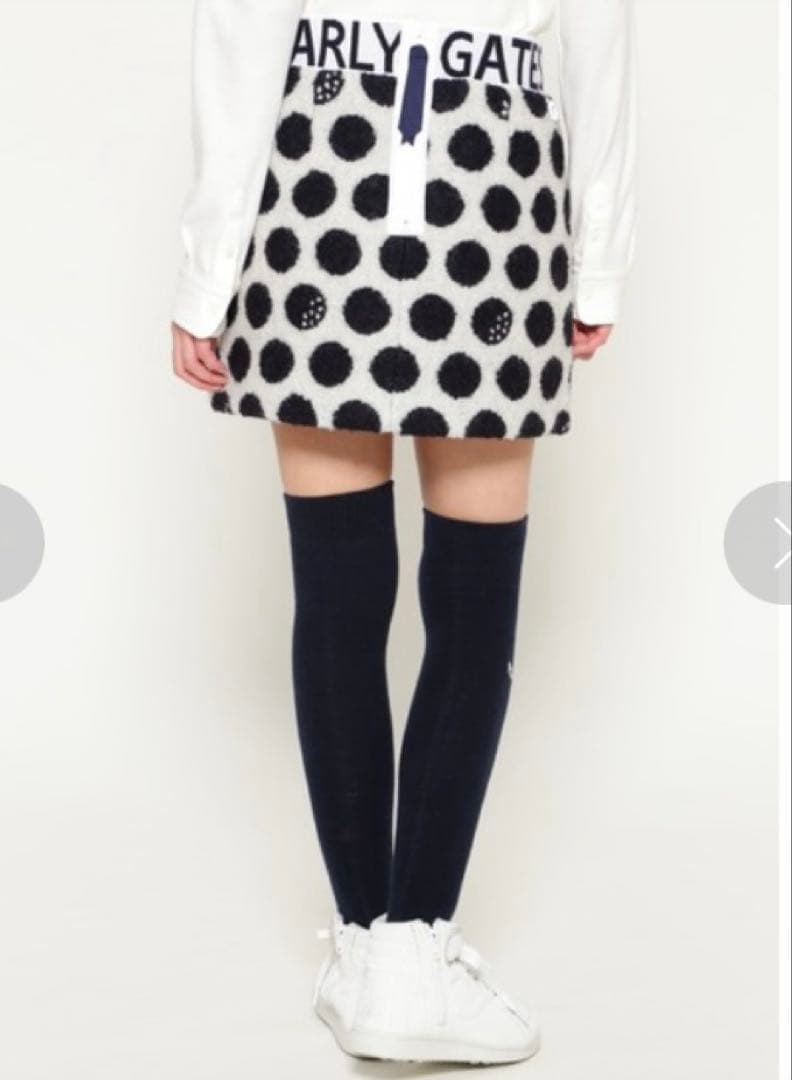 【新品】パーリーゲイツ　中綿リングチェックスカート BIGドット柄　0