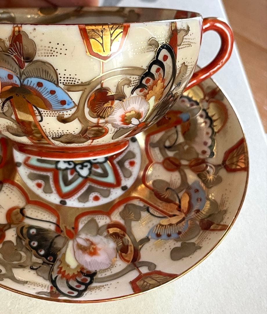 ティーカップ・ソーサー 織田製（明治時代・九谷焼と推定）