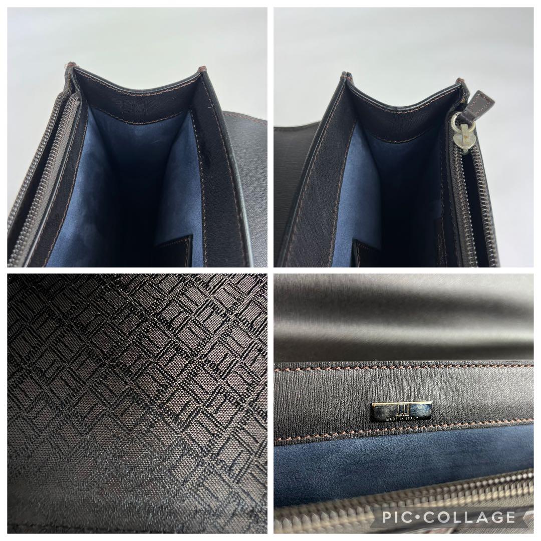 ダンヒル ブリーフケース ビジネスバッグ レザー ダークブラウン フラップ 鍵付