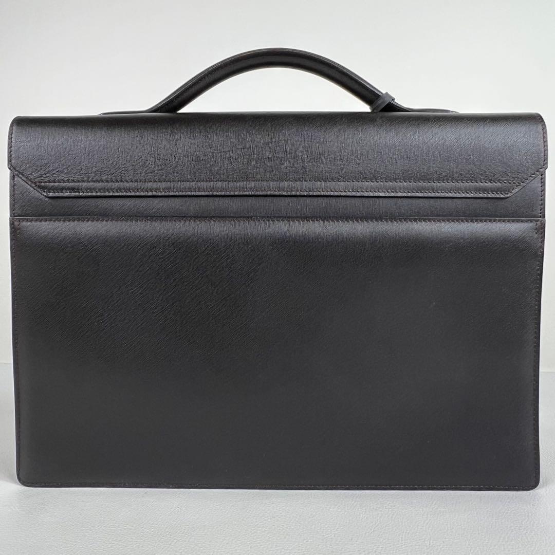 ダンヒル ブリーフケース ビジネスバッグ レザー ダークブラウン フラップ 鍵付