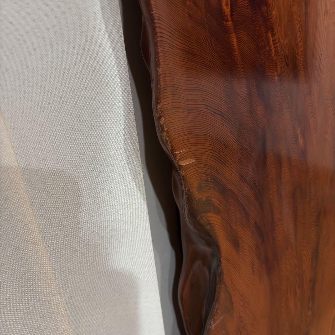 【未使用】屋久杉 一枚板 テーブル 座卓 天然木 耳付 笹杢 漆 天板 希少